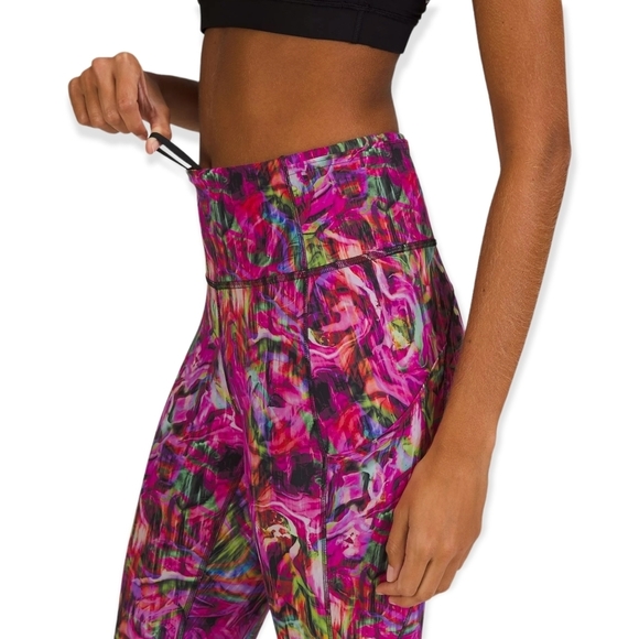 Lululemon Hyper Flow Pink Multi Fast and Free High-Rise Tight 25" with Pockets - Picture 3 of 5